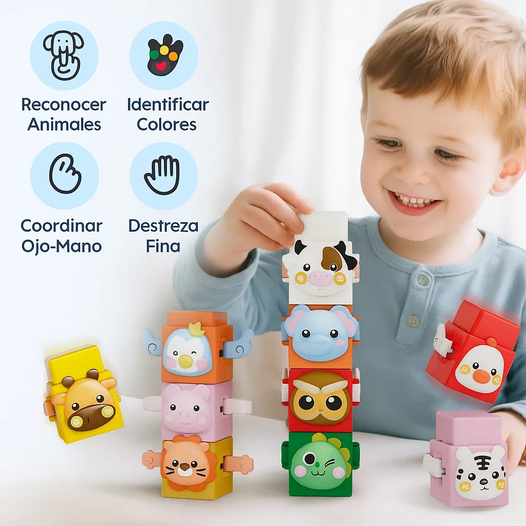 StackyAnimals™ Animales apilables  (Juego de 12 bloques)